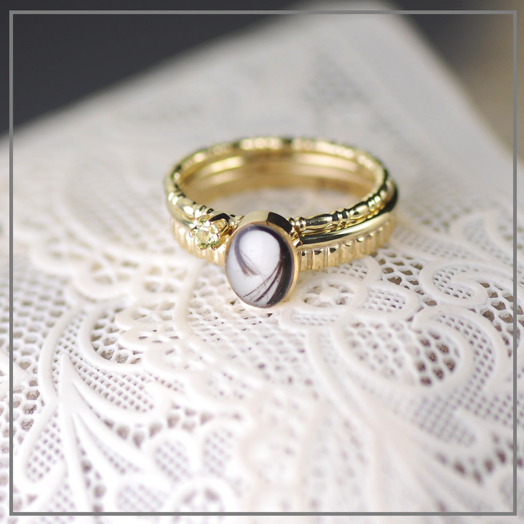 Set Veritatem Moedermelk Ovaal met vintage ring en aanschuifring