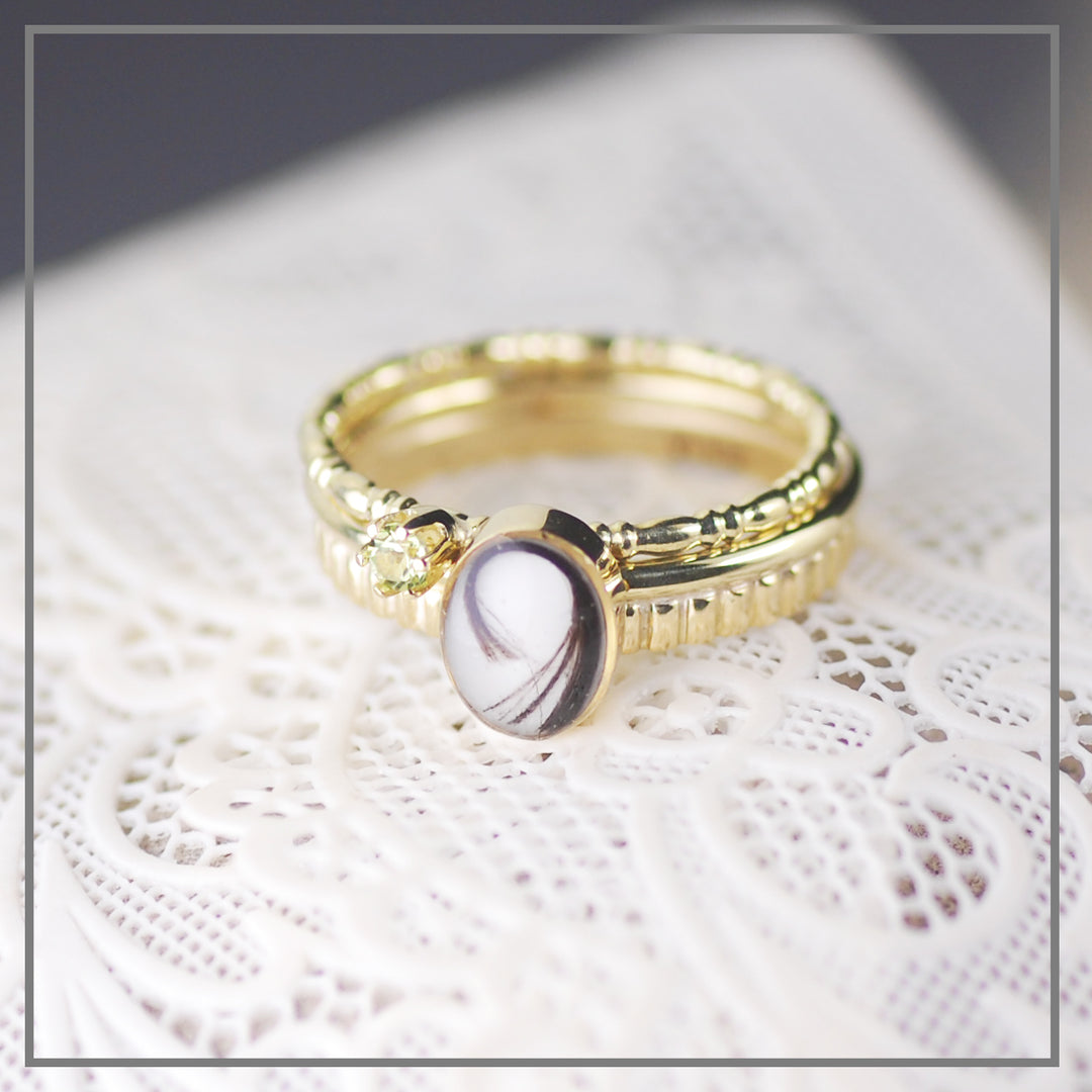 Set Veritatem Moedermelk Ovaal met vintage ring en aanschuifring