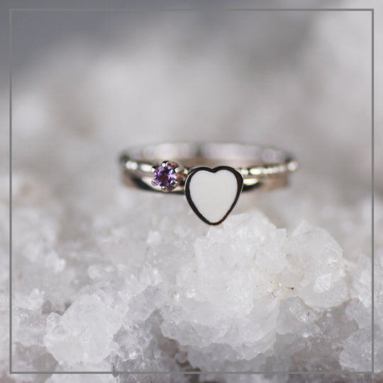 Set moedermelk Pure Love Witgoud met vintage geboortesteenring