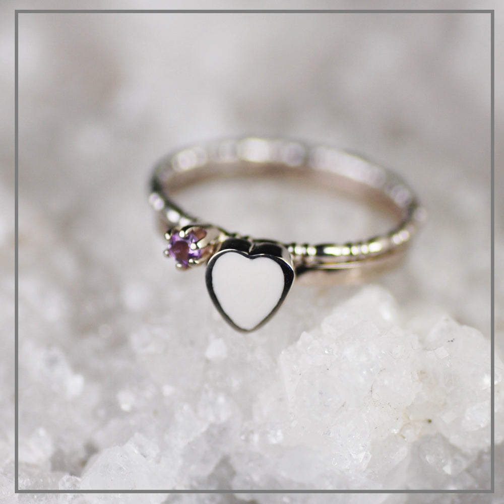 Set moedermelk Pure Love Witgoud met vintage geboortesteenring