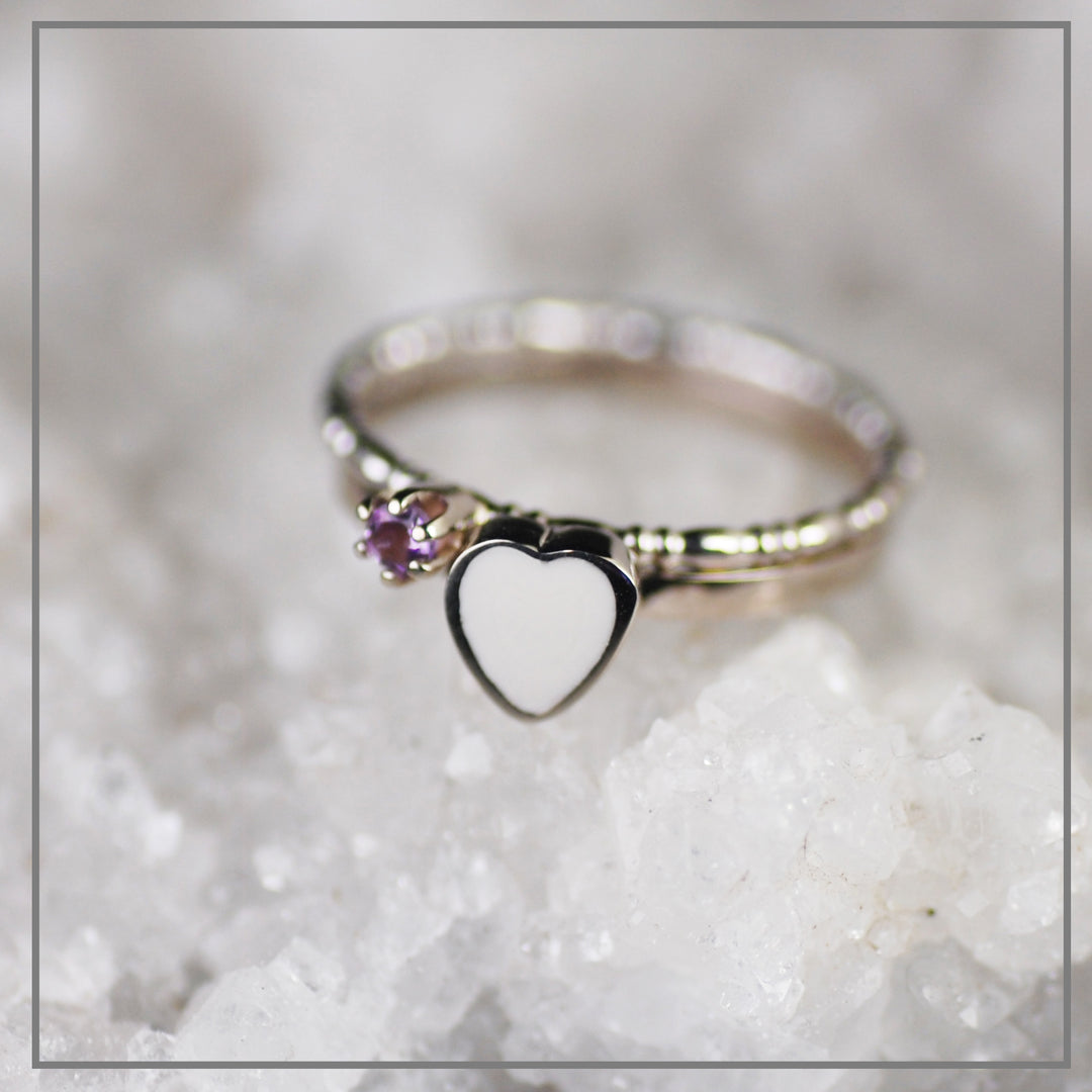 Set moedermelk Pure Love Witgoud met vintage geboortesteenring