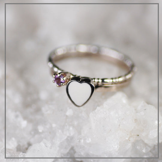 Set moedermelk Pure Love Witgoud met vintage geboortesteenring