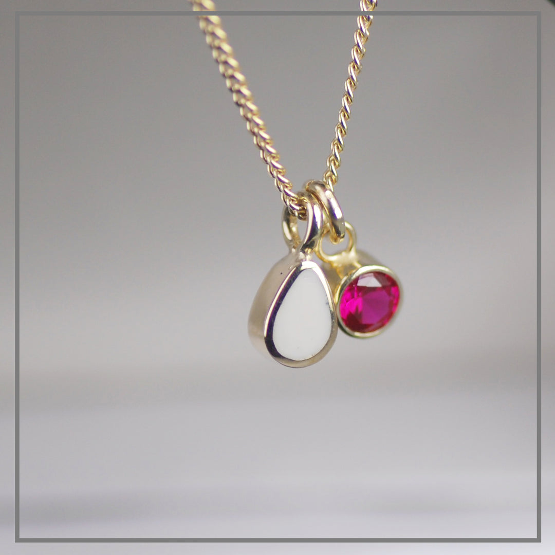 Collier Moedermelk Druppel Goud met Geboortesteen