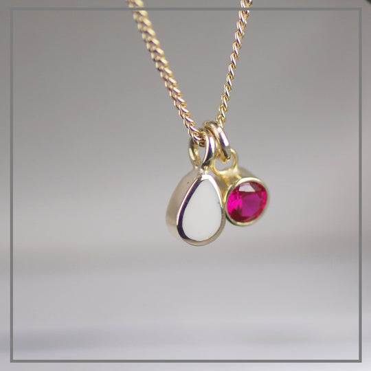 Collier Moedermelk Druppel Goud met Geboortesteen