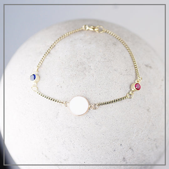 Moedermelk Armband Goud Basis met twee geboortestenen