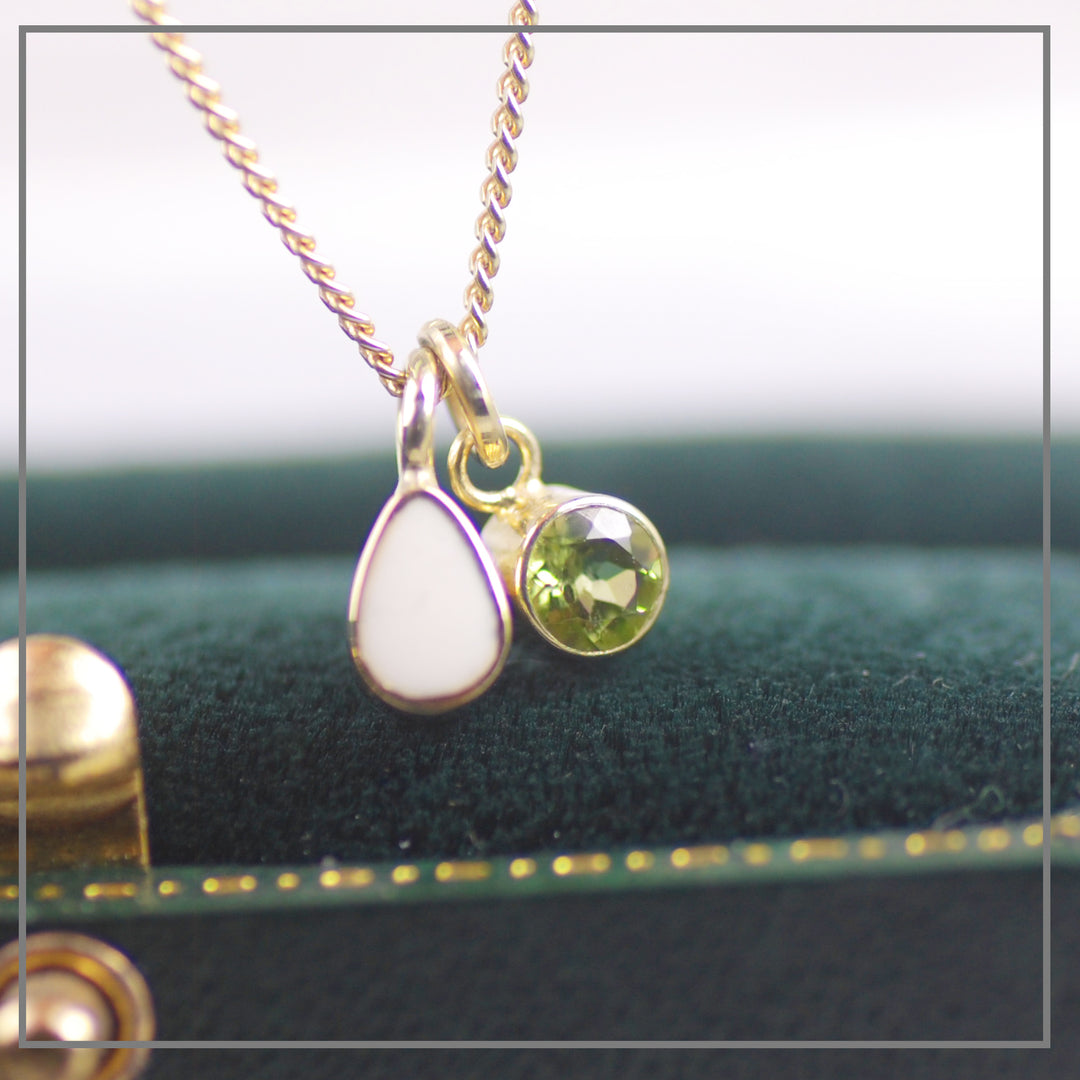 Collier Moedermelk Druppel Goud met Geboortesteen