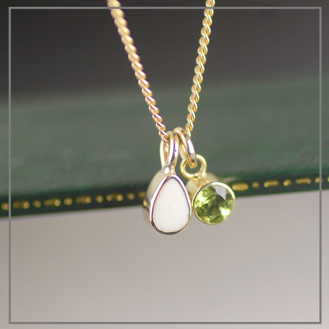Collier Moedermelk Druppel Goud met Geboortesteen