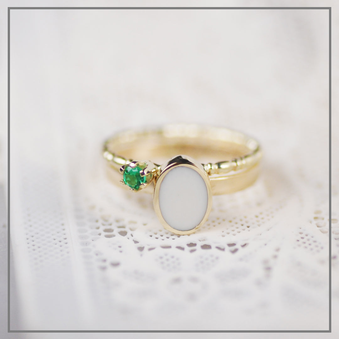 Set Suzanne met vintage ring geboortesteen