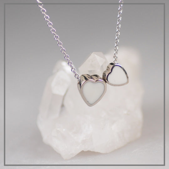 Moedermelk Collier Center Hart Witgoud Dubbel