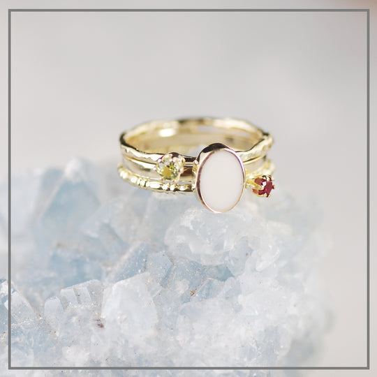 Set Moedermelkring Dreaming in Gold Ovaal met geboortestenen