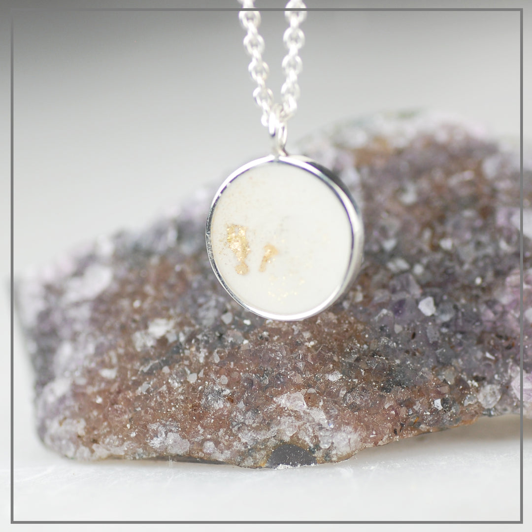 Moedermelk Ketting Goldflakes in Zilver