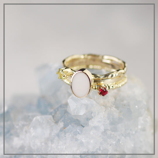 Set Moedermelkring Dreaming in Gold Ovaal met geboortestenen