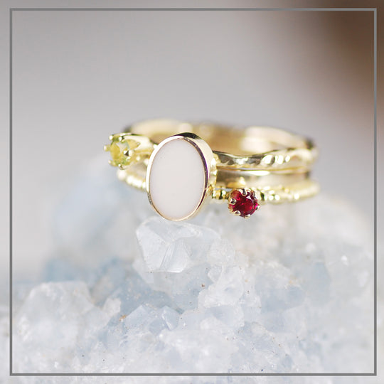 Set Moedermelkring Dreaming in Gold Ovaal met geboortestenen