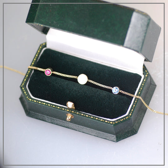 Moedermelk Armband Jupiter Goud met twee geboortestenen