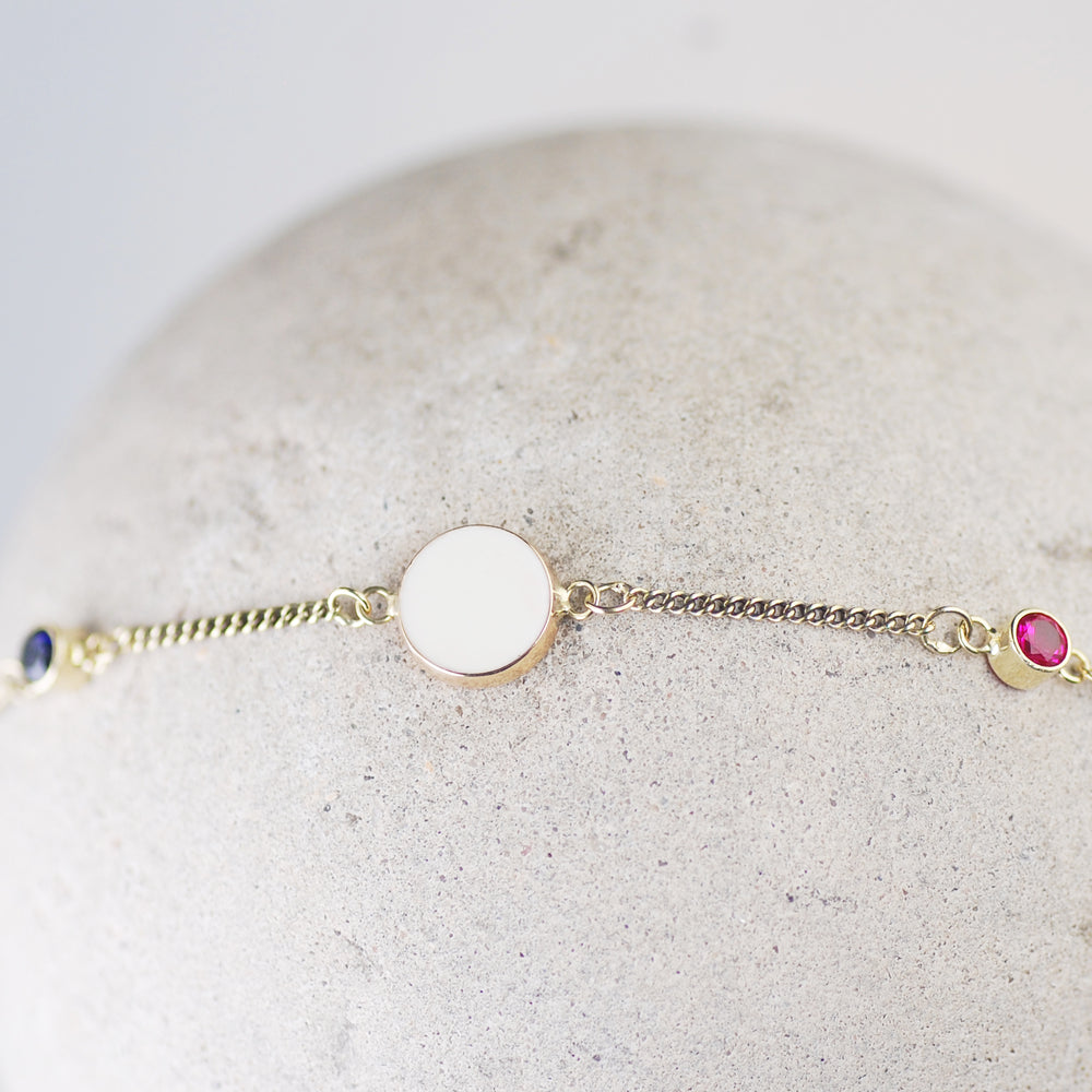 Moedermelk Armband Goud Basis met twee geboortestenen