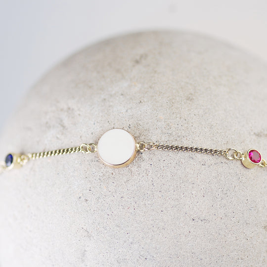 Moedermelk Armband Goud Basis met twee geboortestenen
