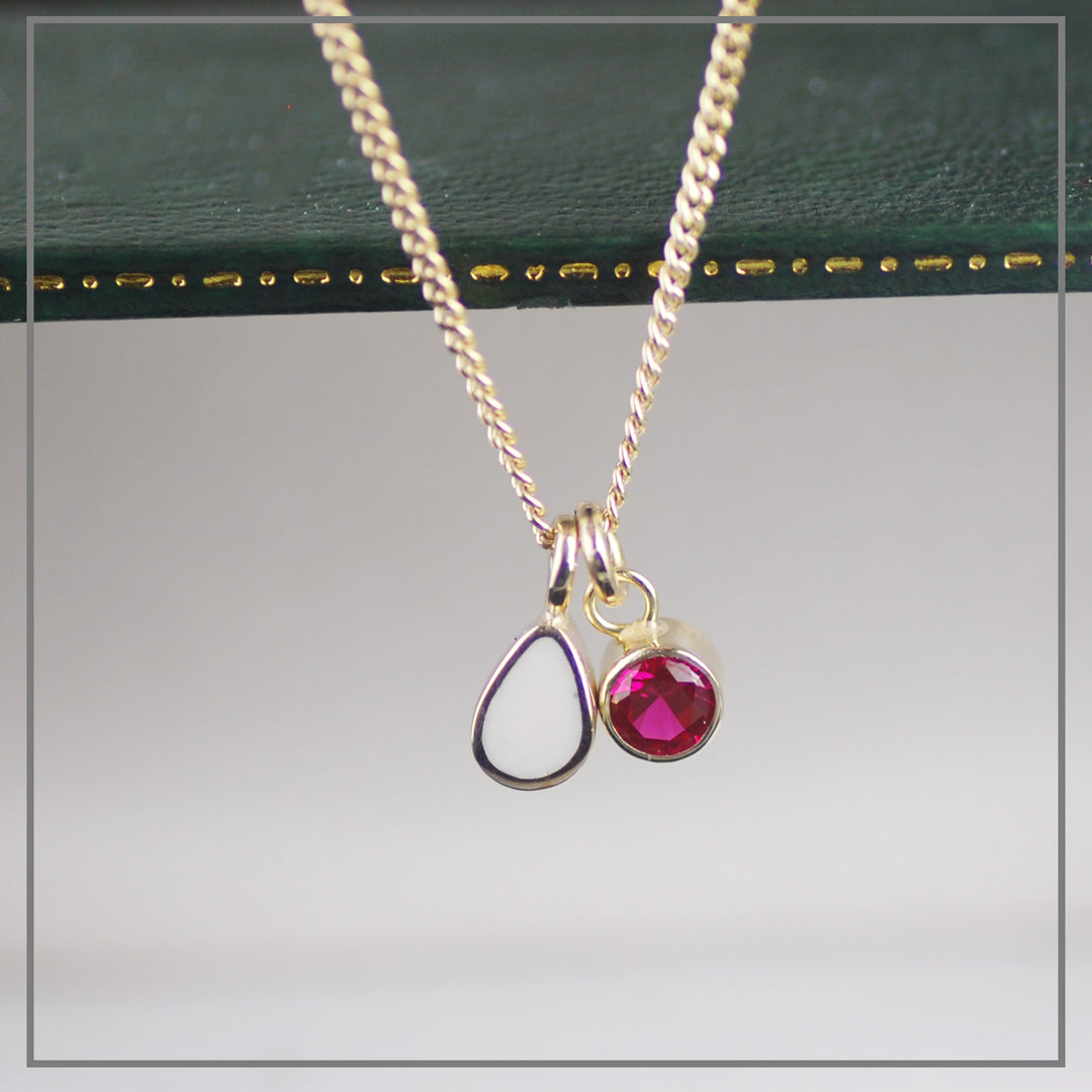 Collier Moedermelk Druppel Goud met Geboortesteen