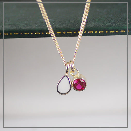 Collier Moedermelk Druppel Goud met Geboortesteen